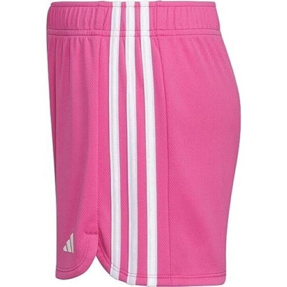 Adidas Girls Aeroready 3-Striped Pacer Mesh Gym Running Shorts Lucid Fuchsia L - Picture 5 of 5